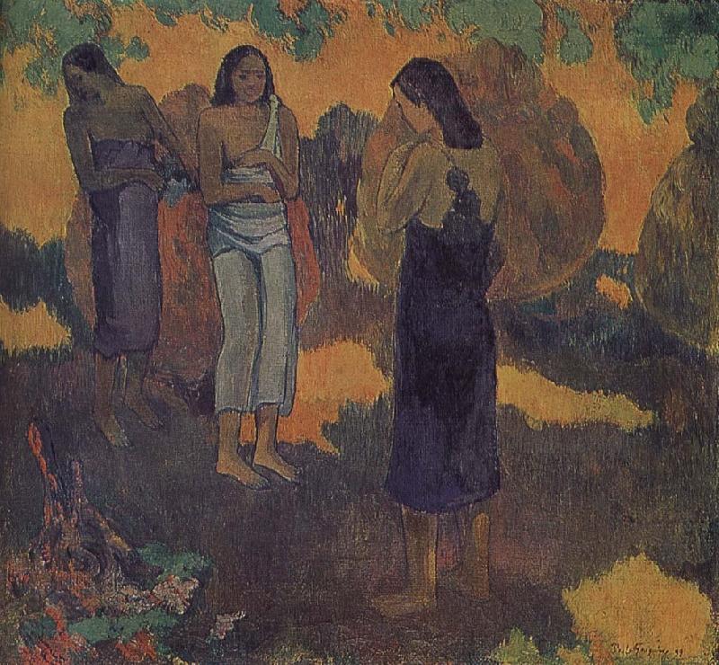 Paul Gauguin Yellow background, three women China oil painting art